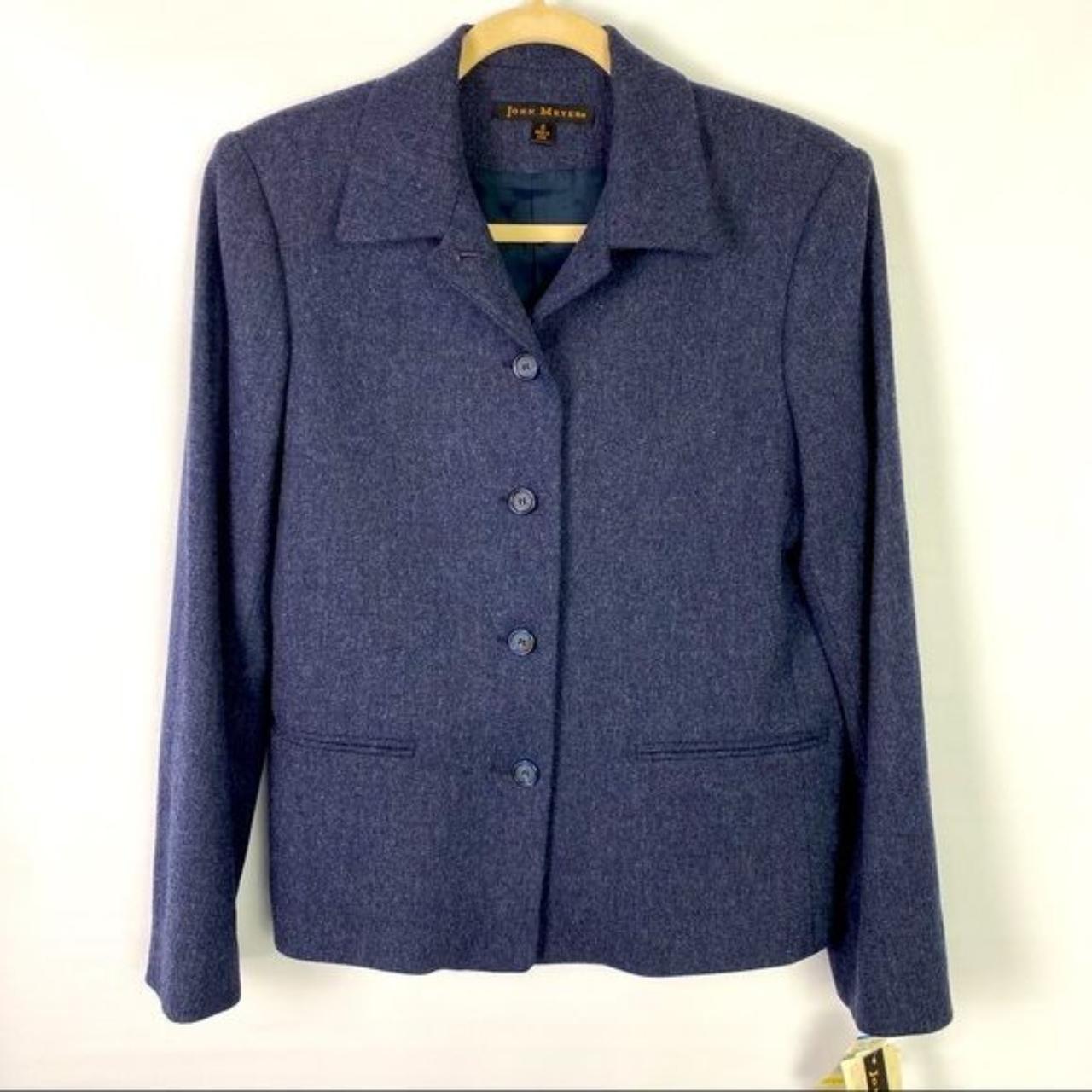 Vintage John Meyer Blue Wool Button Up Blazer Jacket... - Depop