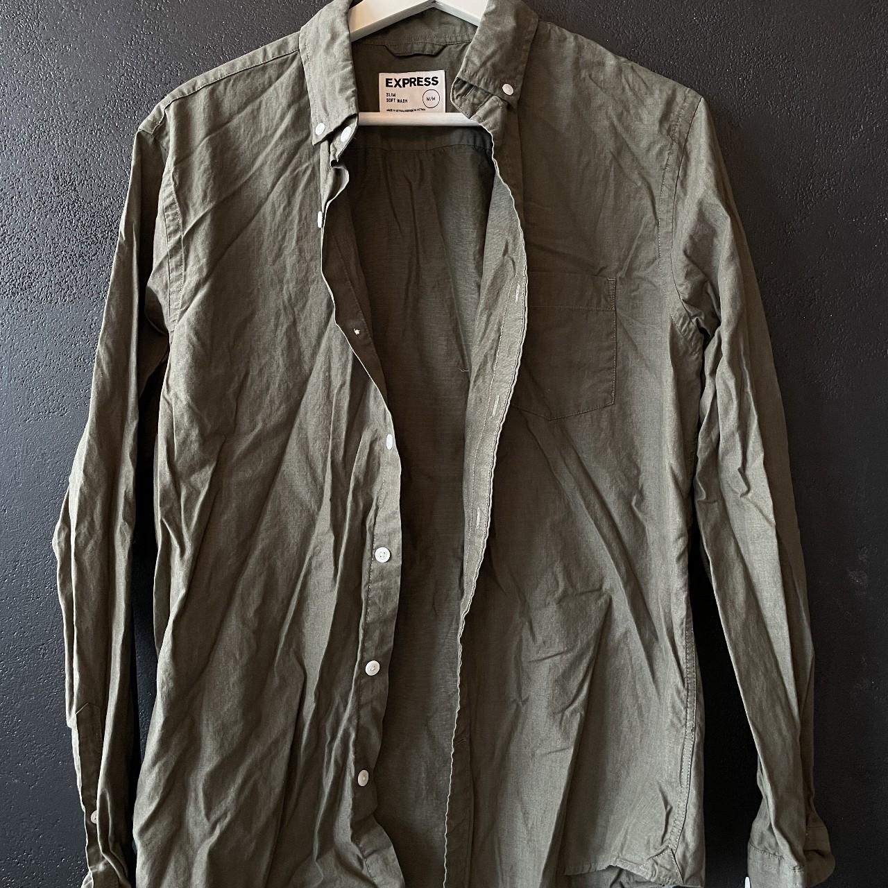 EXPRESS slim forest green dress shirt. Soft /... Depop