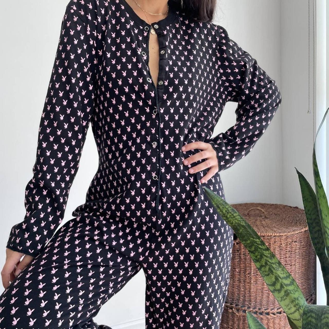 Vintage Y2K playboy onesie pajama jumpsuit rare!... Depop