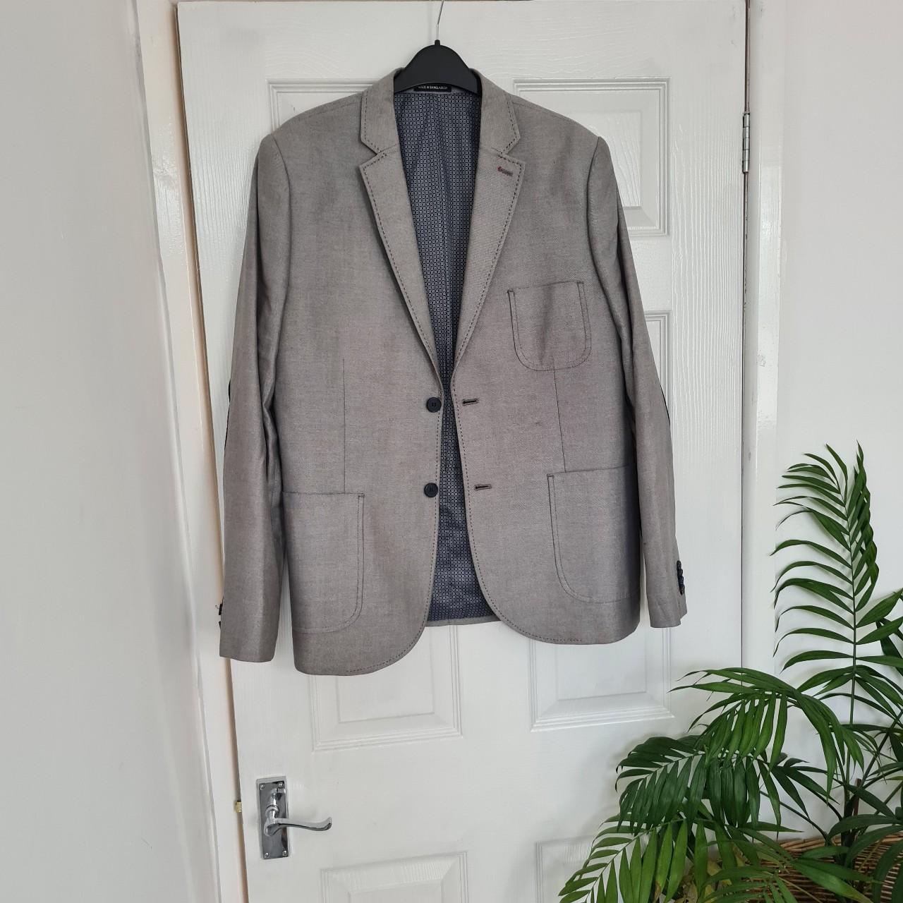 Suit blazer With elbow patch details Slim fit - Depop