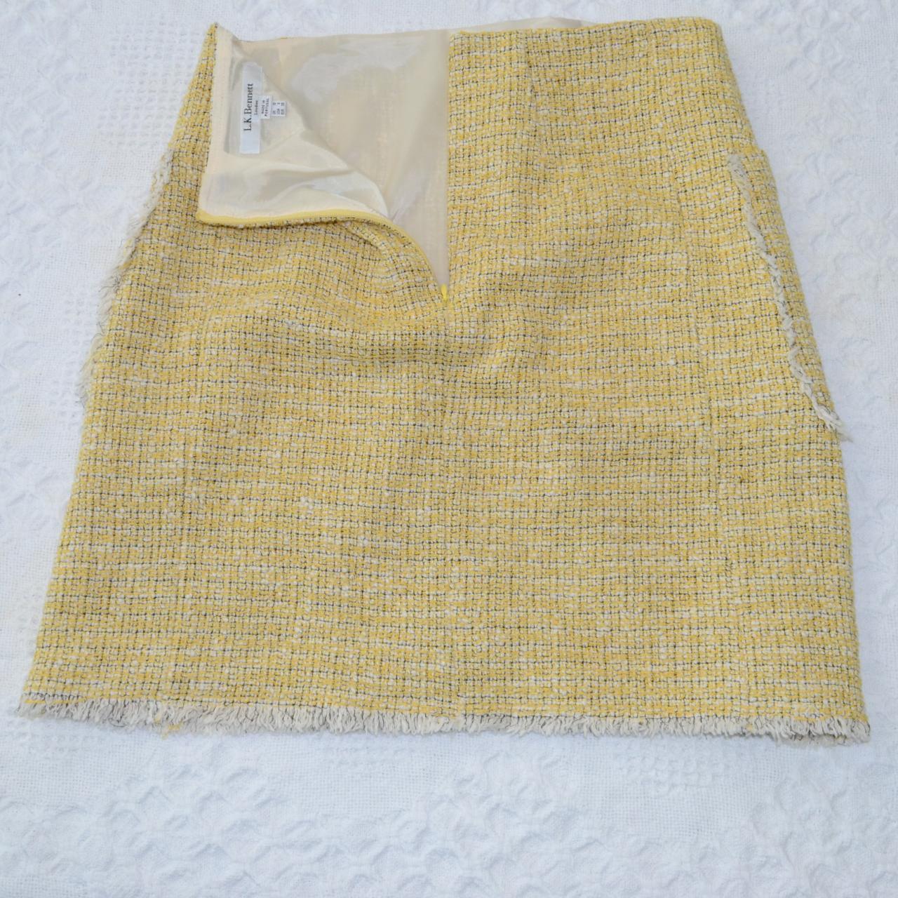 L.K. Bennett Women's Yellow and White Skirt (2)