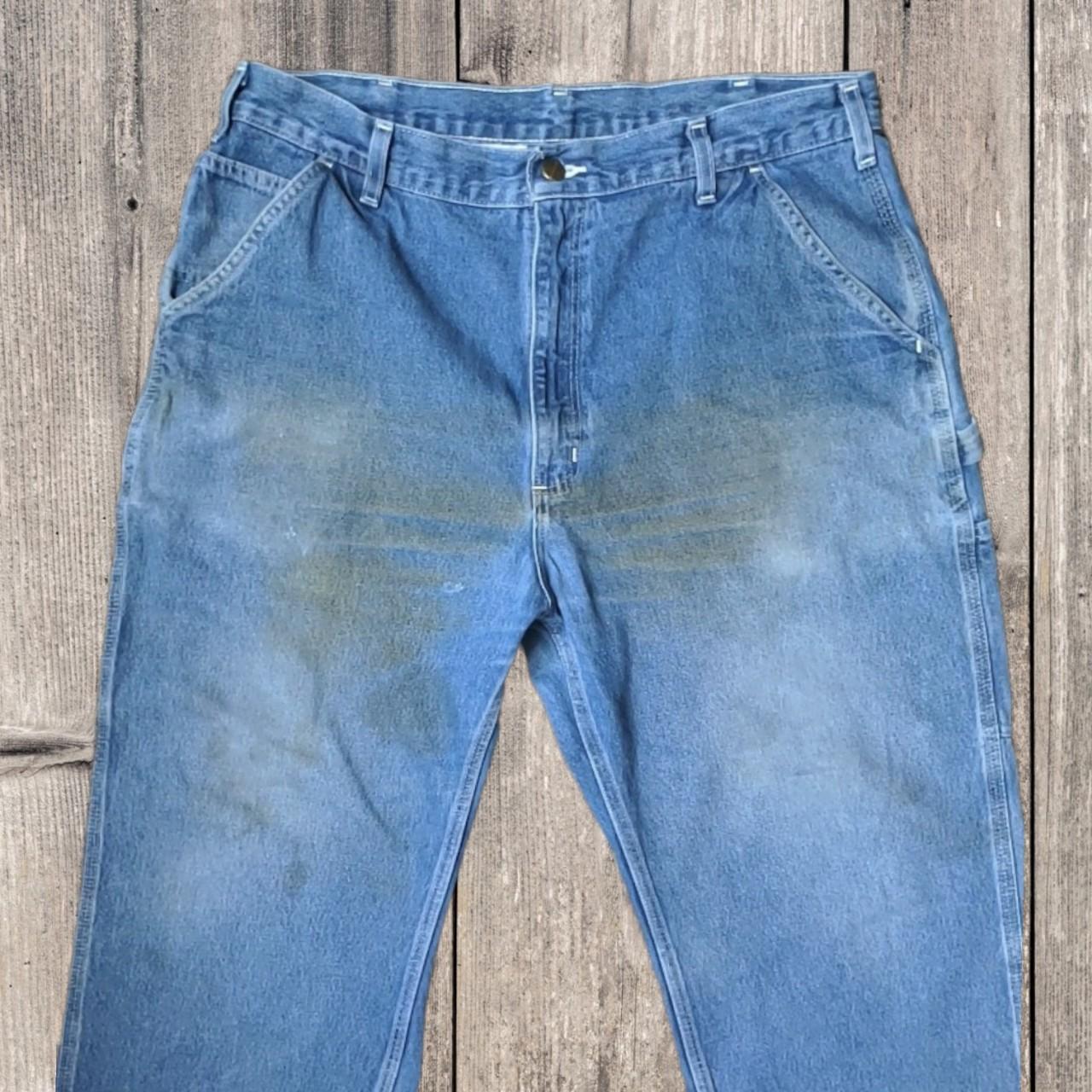 Vintage Carhartt carpenter style jeans in blue... - Depop