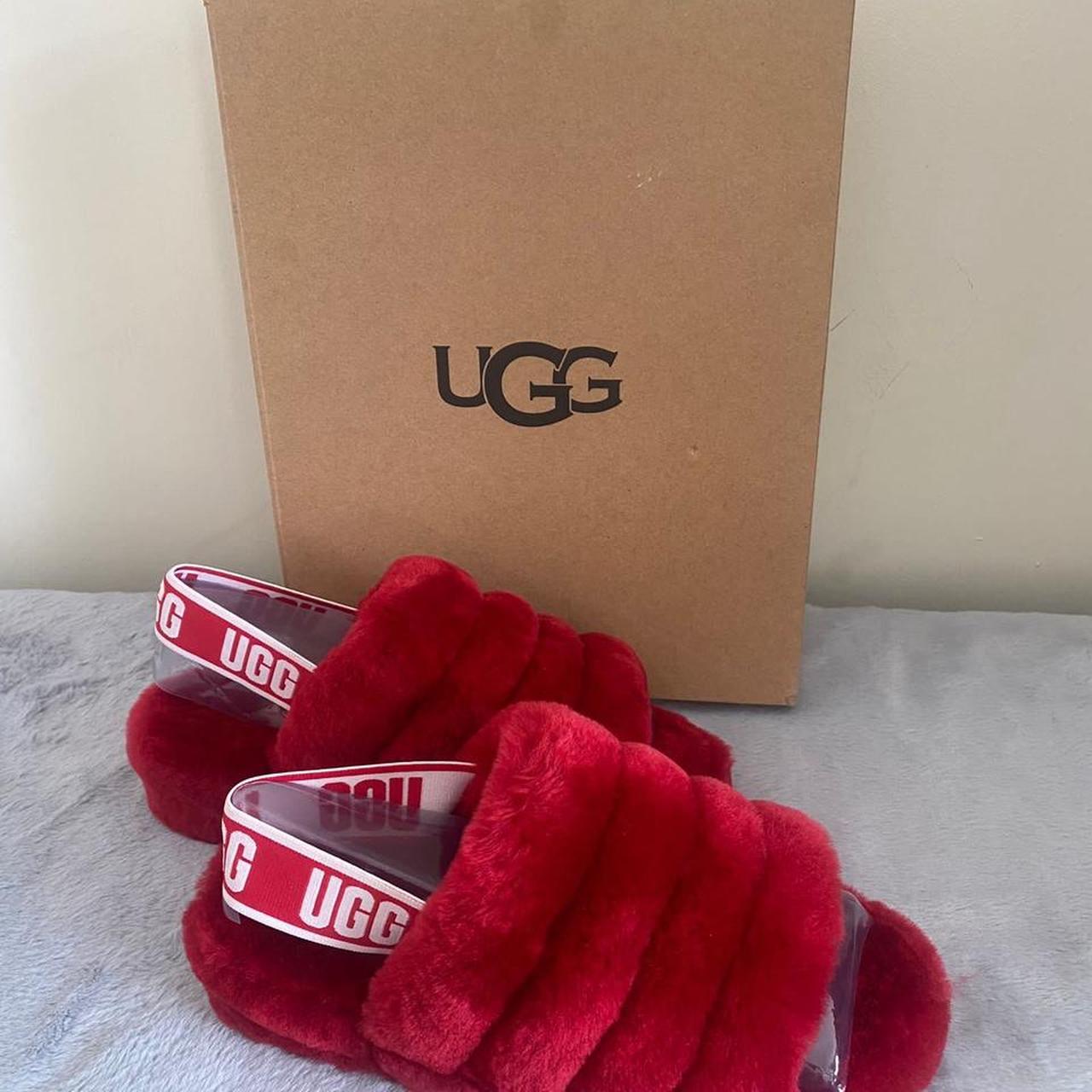 Red ugg slippers women's hot sale