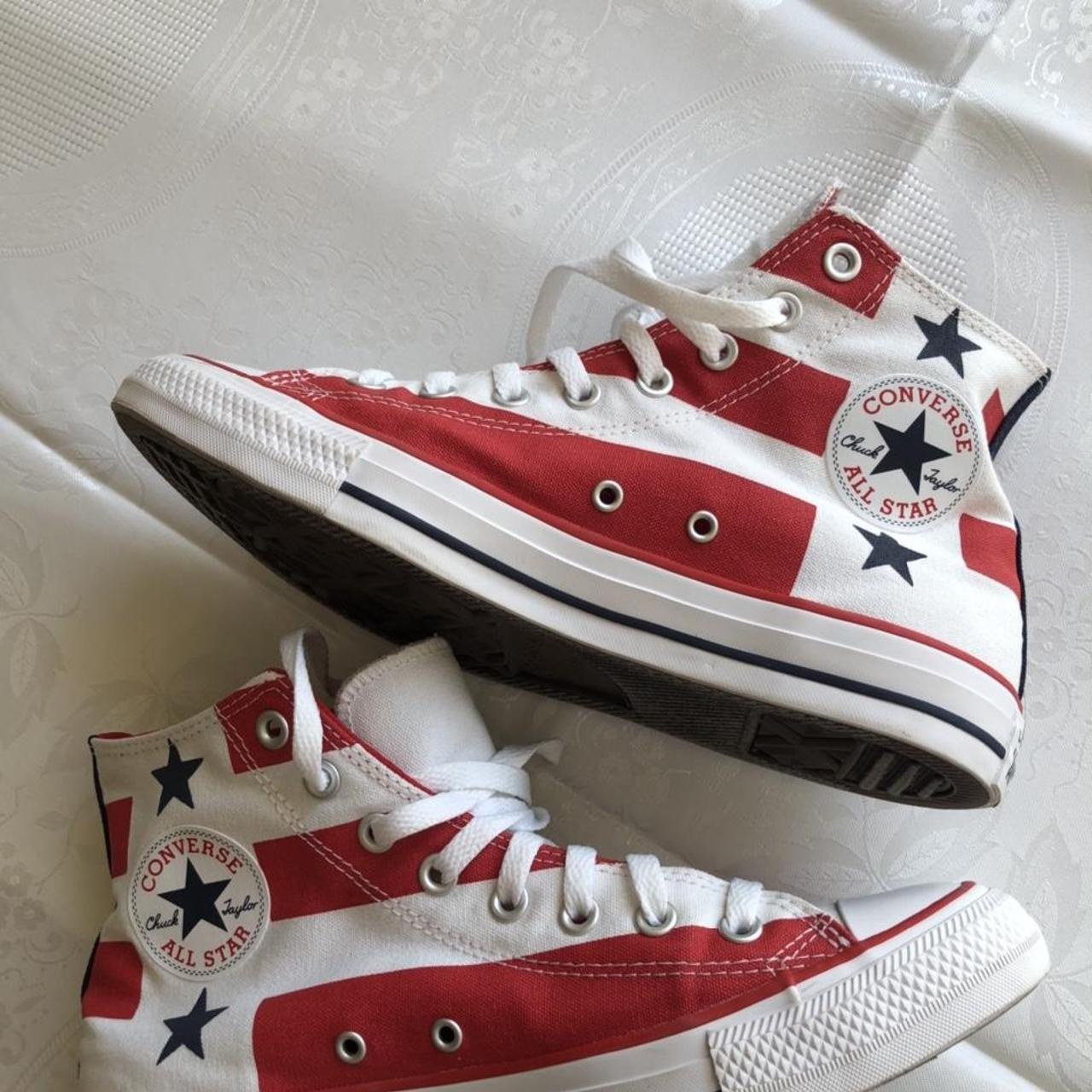 Converse all star americana flag red white and blue... - Depop