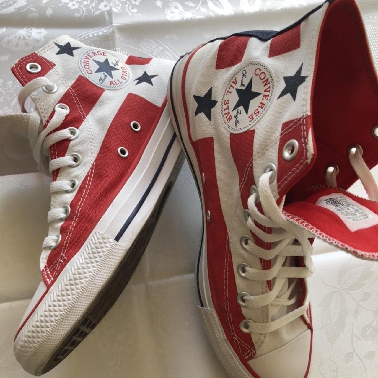 Converse all star americana flag red white and blue... - Depop