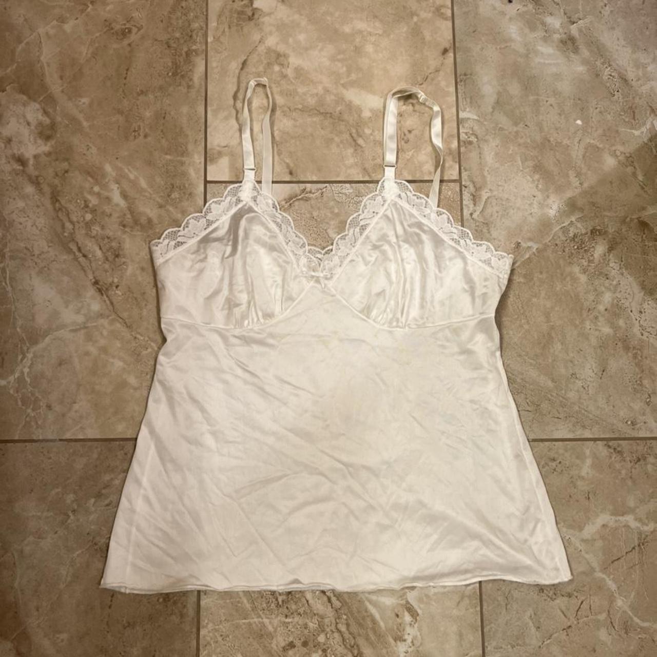 cute and dainty little white cami slip! so perfect... - Depop