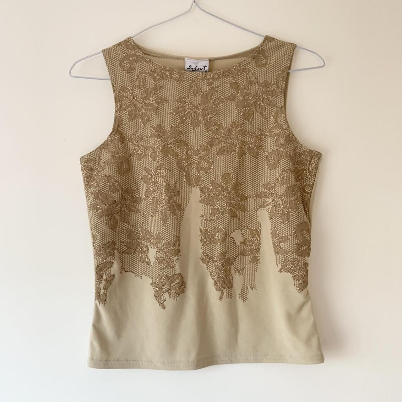 Women's Gold and Cream Vest | Depop