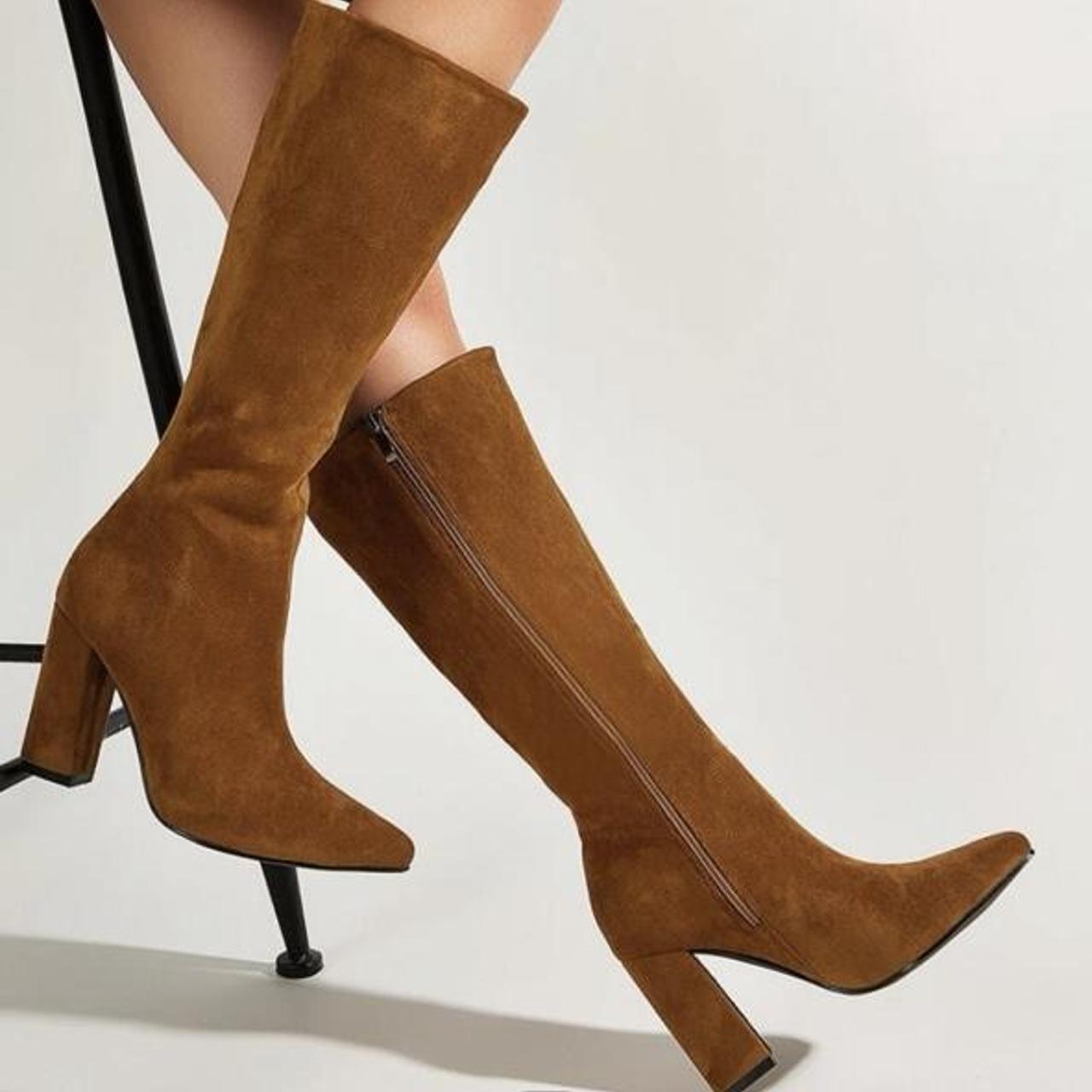 Brand New - Camel knee high boots. Chunky heel and... - Depop