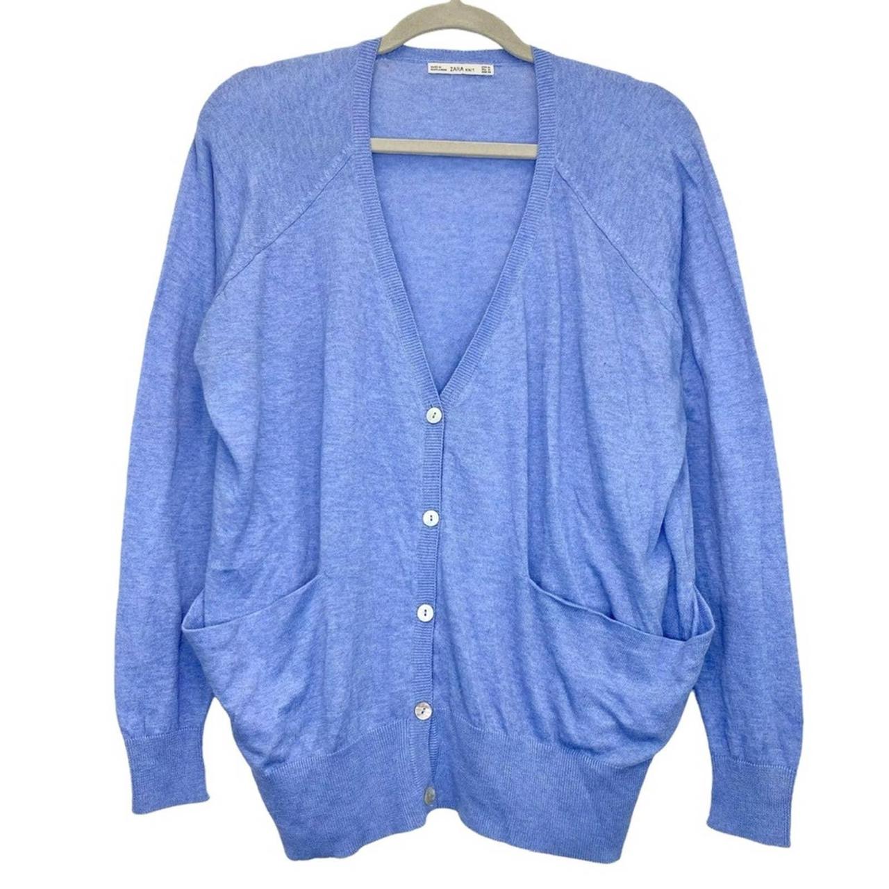 Zara Cardigan Women's Medium Blue Lightweight... - Depop