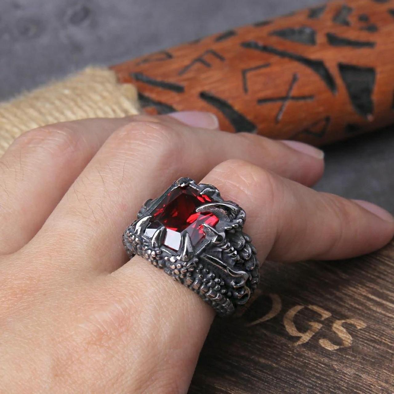 Dragon Ring, Dragon Inlay Ring, Celtic Ring, Silver Tungsten Ring, Silver  Wedding Band, Silver Tungsten Ring with Black Carbon Fiber and Red Celtic  Dragon Inlay Ring