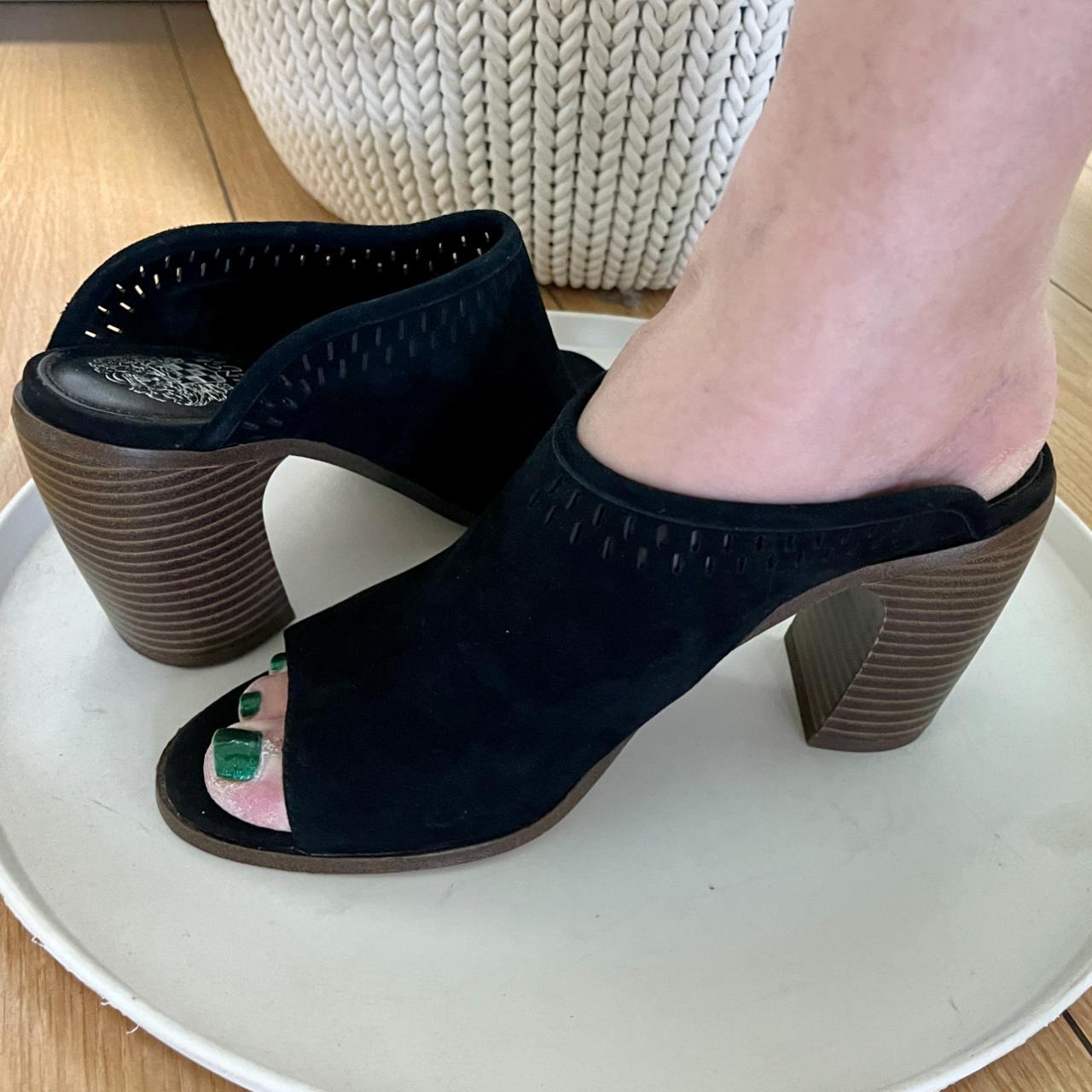 Vince Camuto Black Suede Mules Heels Labeled Depop
