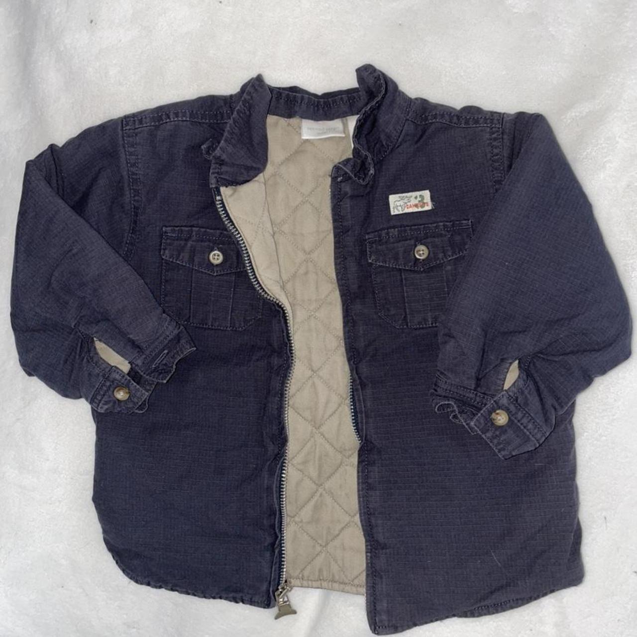 Navy and Cream Coat Depop