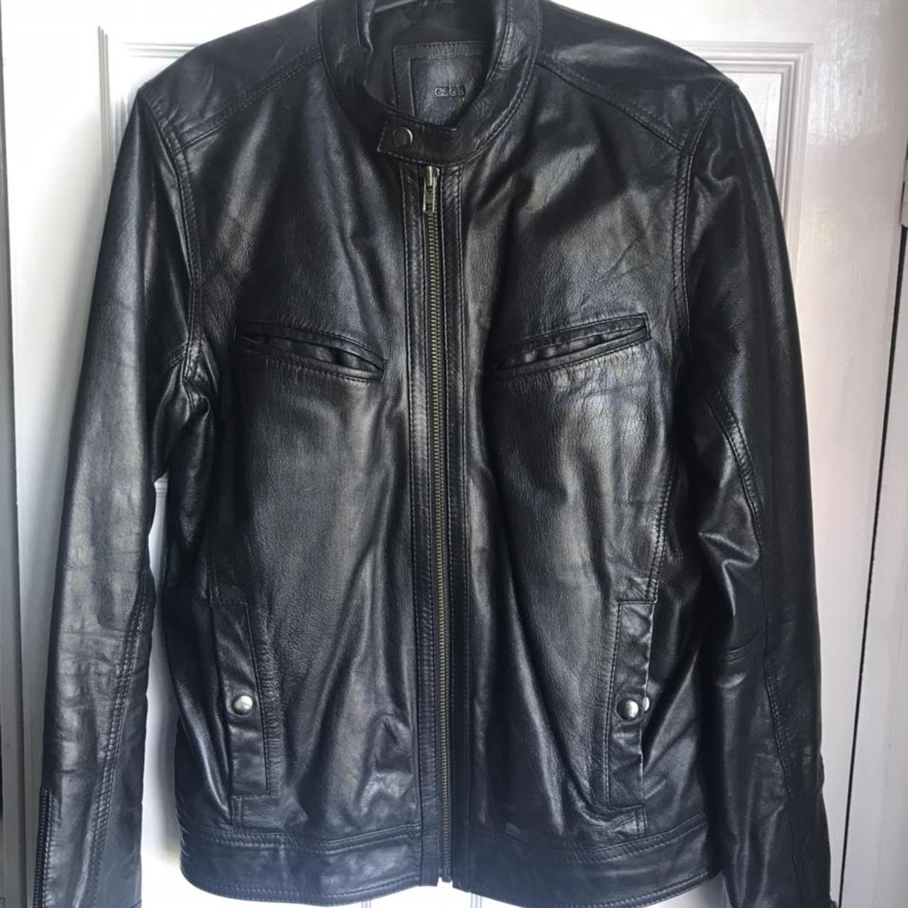 ASOS 100% leather jacket. Cafe racer style leather... - Depop