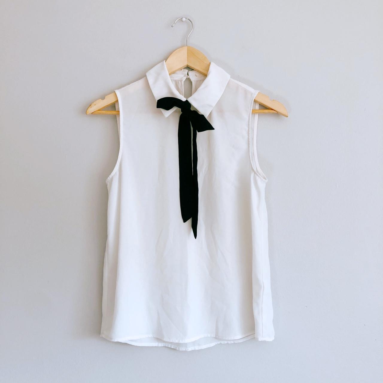 sleeveless bow tie blouse