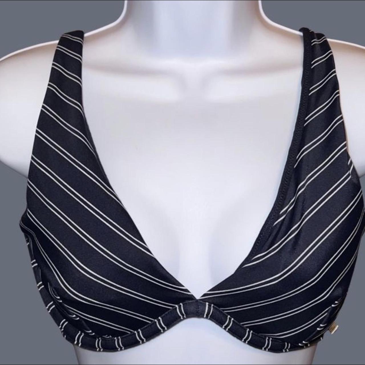 Balance Athleta Navy/White Stripped Bikini Top Size... - Depop