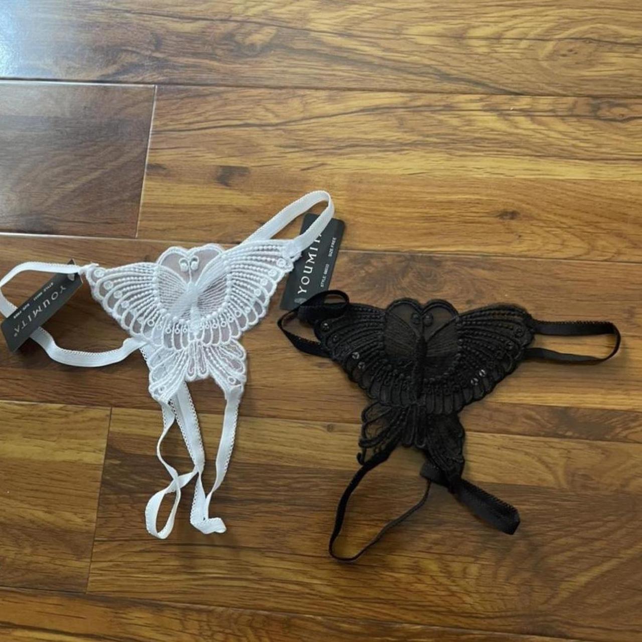 Butterfly Thong - one size - a pair of two black - Depop