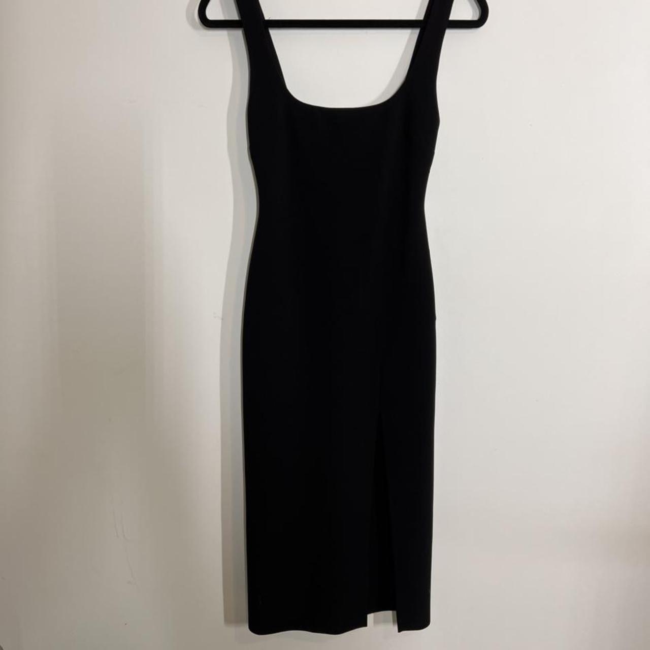 Bec & bridge black midi dress with split, size 6... - Depop