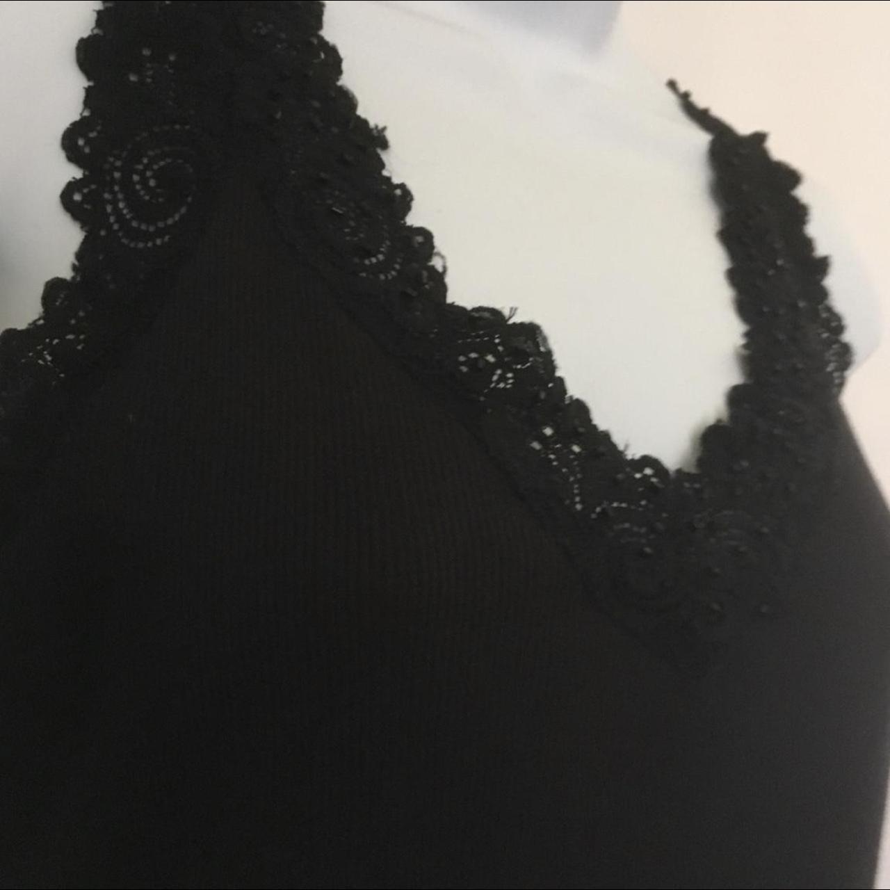 August Silk Black Sleeveless with Lace Top Size... - Depop