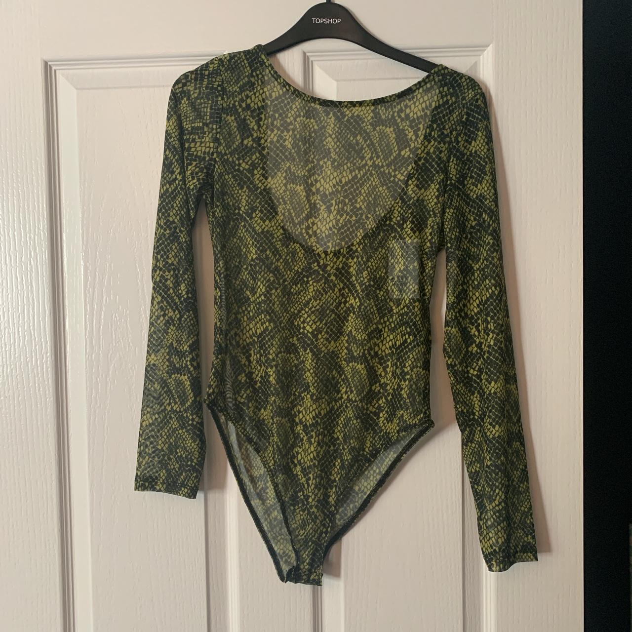 H&M divided snake body suit in sheer material Size... - Depop