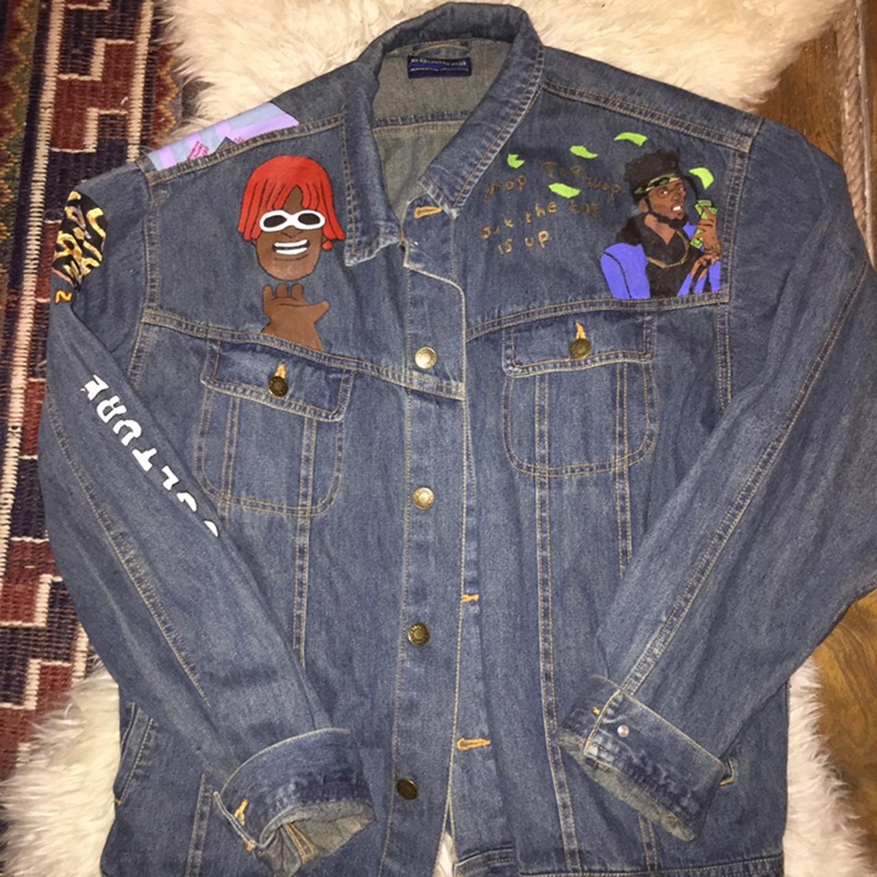 Mens painted sales denim jacket