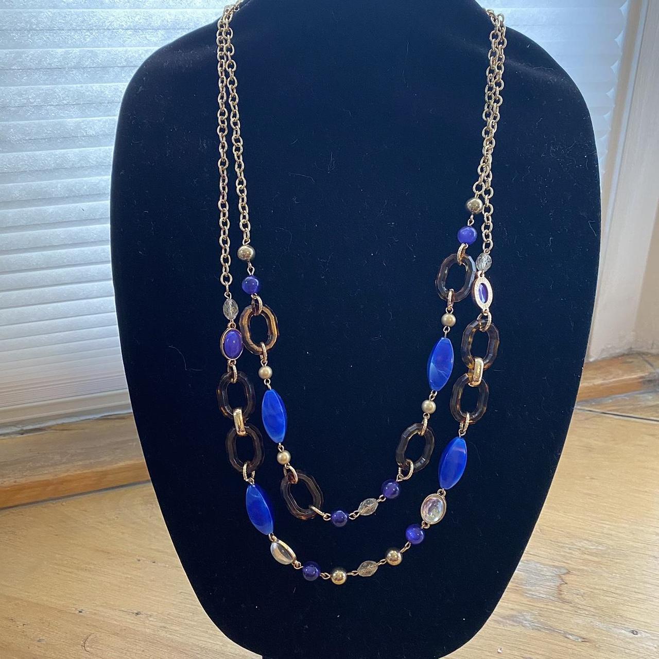 💎BLUE DOUBLE STRAND BEADED NECKLACE💎 Beautiful... - Depop