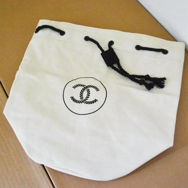 Chanel Beauty Drawstring Pouch Bag White and Black New Put Christmas Gift  In It