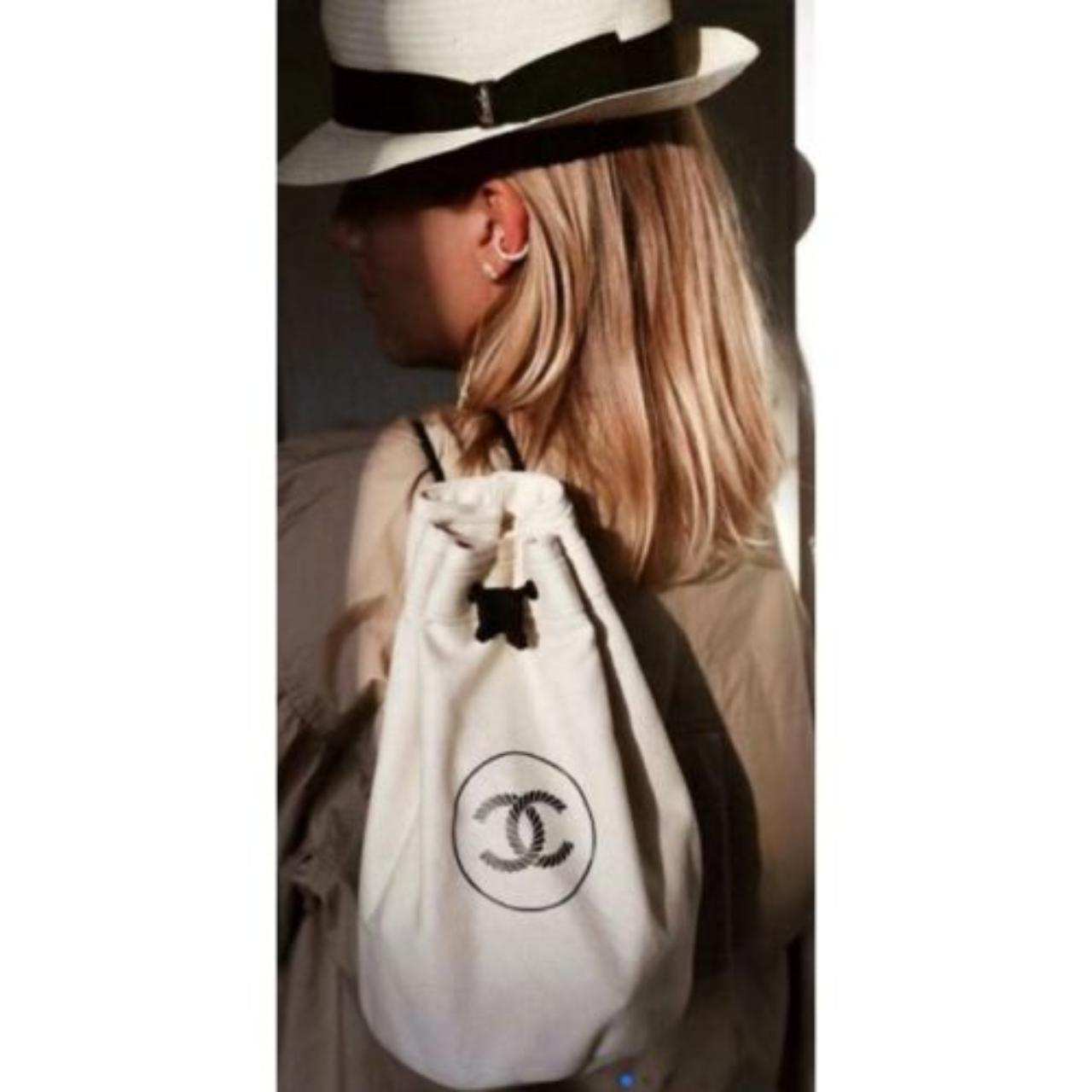 Chanel Beauty Drawstring Pouch Bag White and Black New Put Christmas Gift  In It
