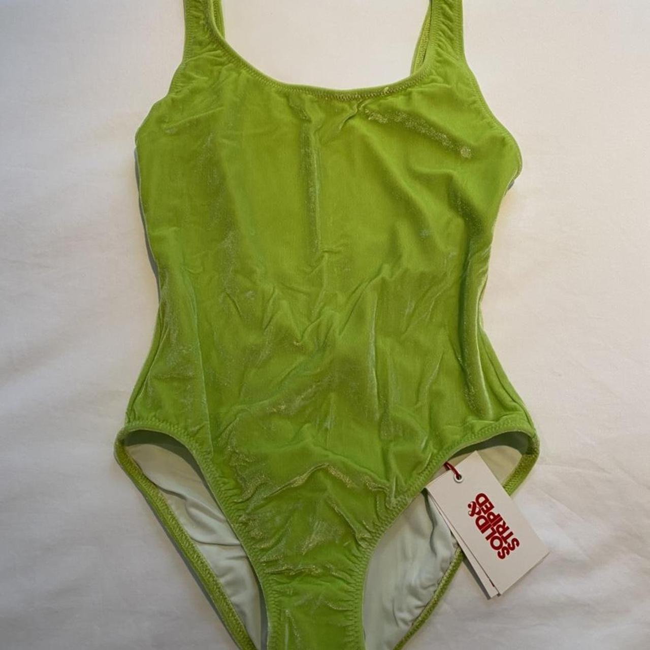 Solid & Striped Women's Green Swimsuitonepiece Depop