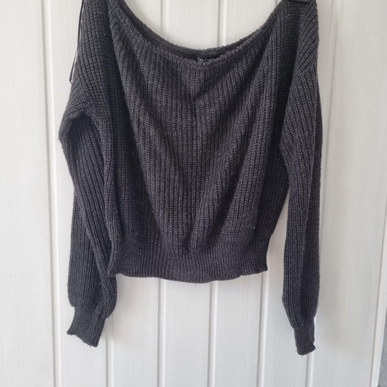 Grey Boohoo jumper. Wide neck. Off the shoulder.... - Depop