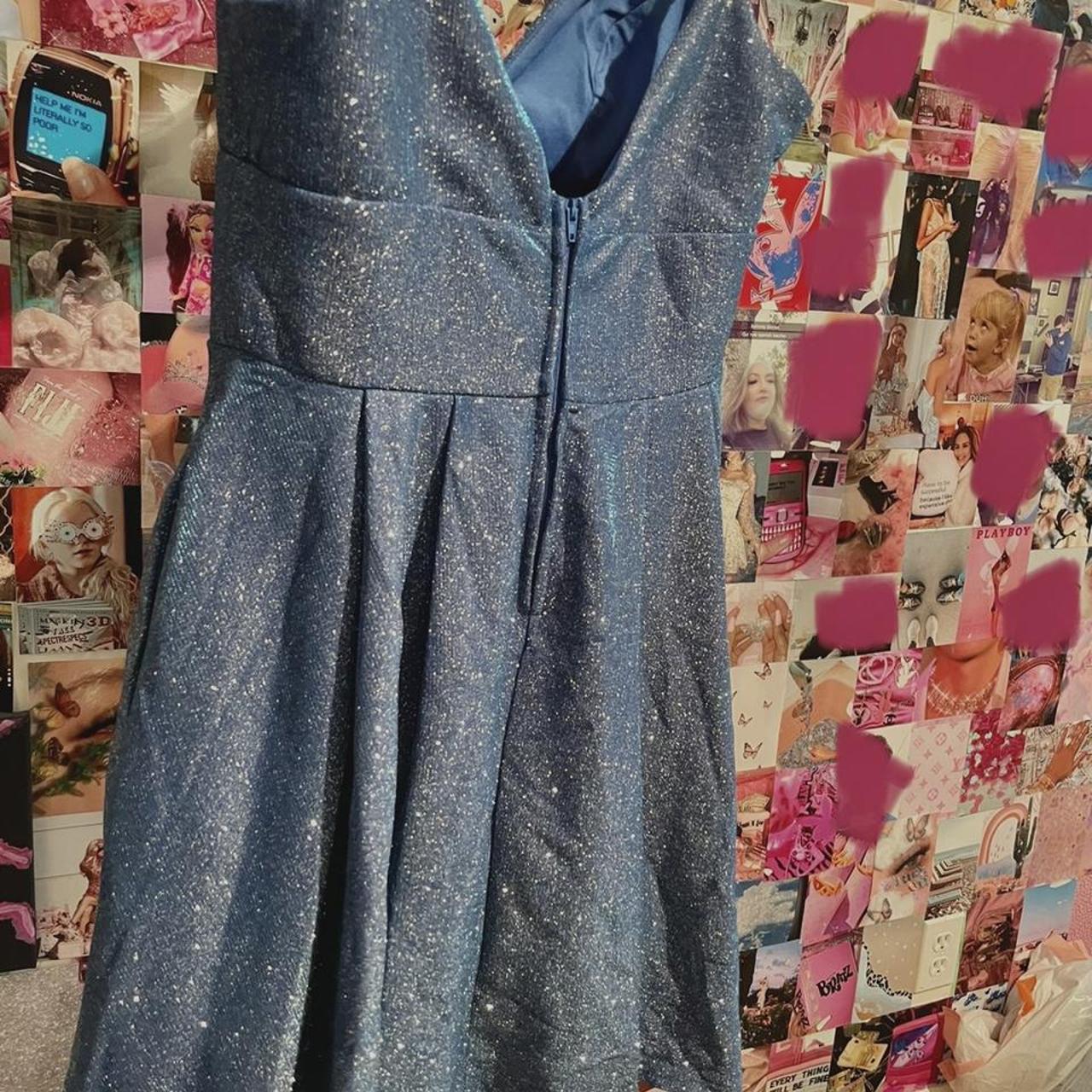 B Darlin Sparkly Blue Dress Fits Size 6 And 4 Depop