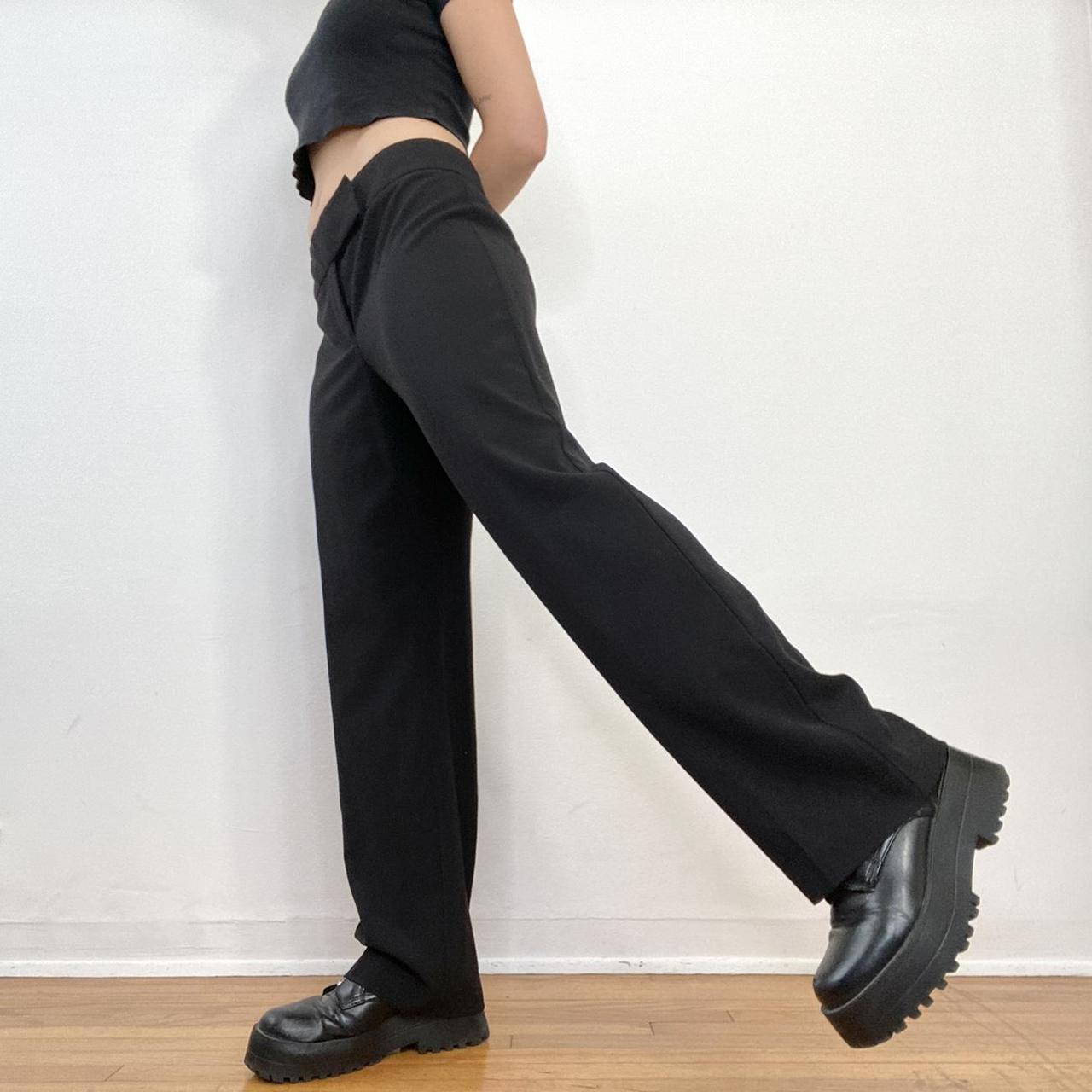 Y2K Black Straight Leg Trouser Pants by Style &... - Depop