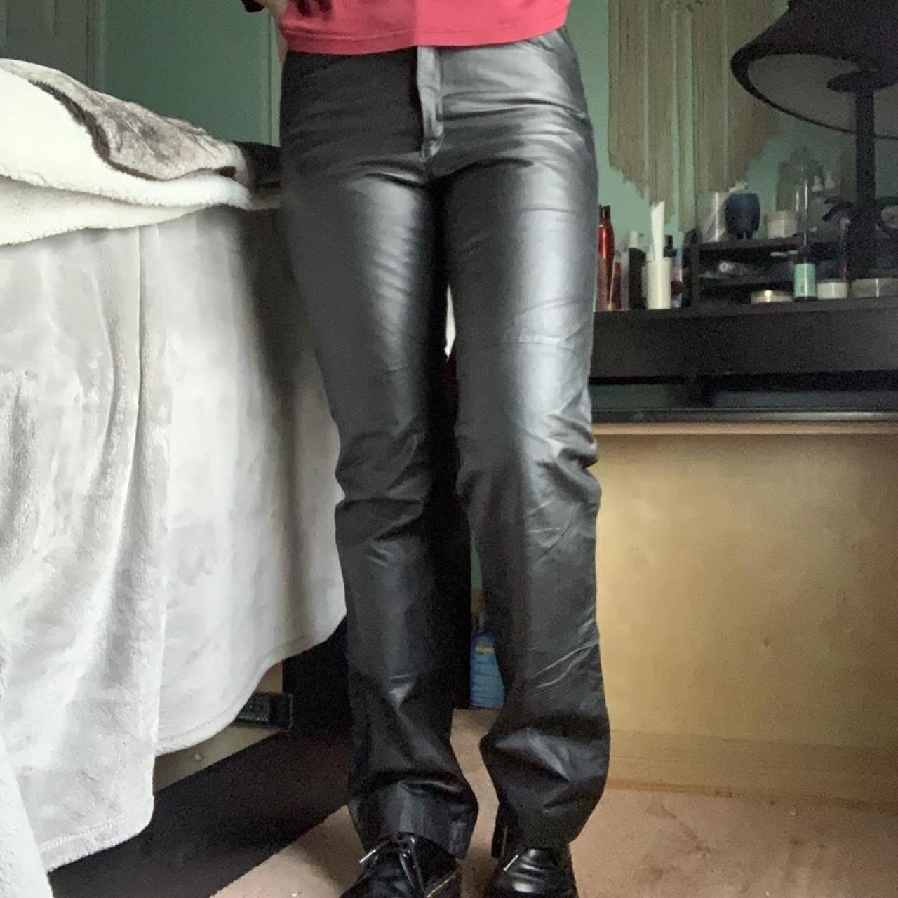vintage genuine leather pants size- 26-27 (ESTIMATED... - Depop