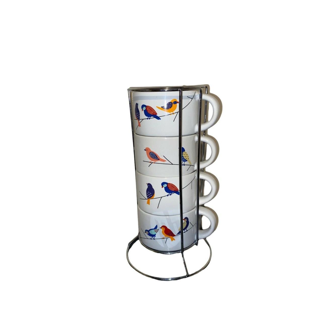 Pier 1 Imports Stackable Stoneware Mugs Metal Stack... Depop