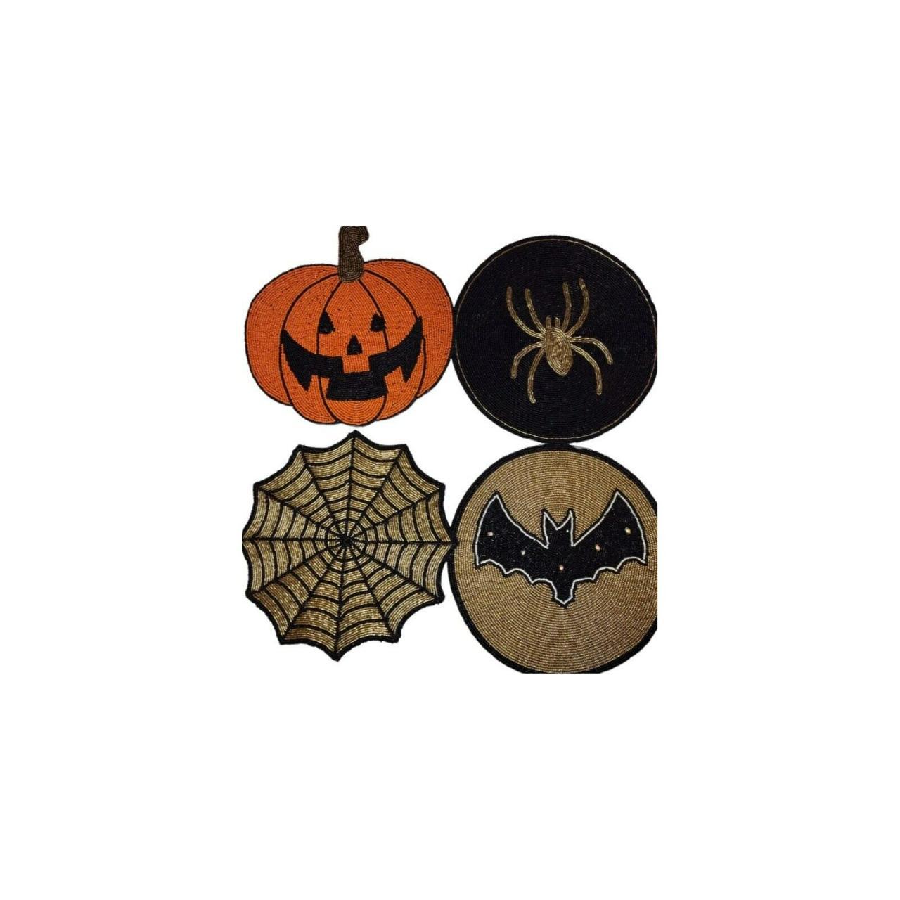 4x Halloween Beaded Placemat Set Centerpiece Charger... Depop