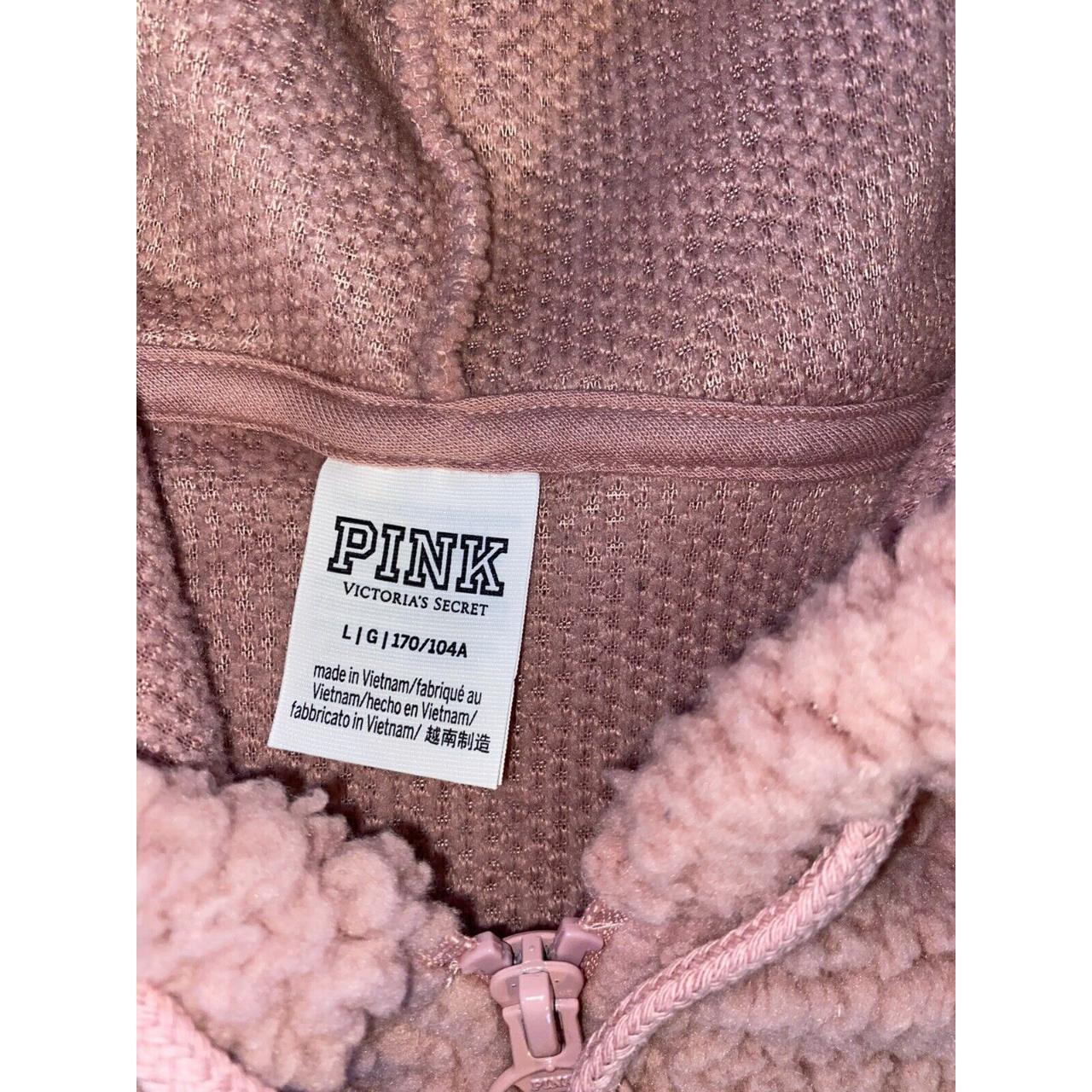 Victoria's Secret Pink Varsity Sherpa Half Zip... - Depop