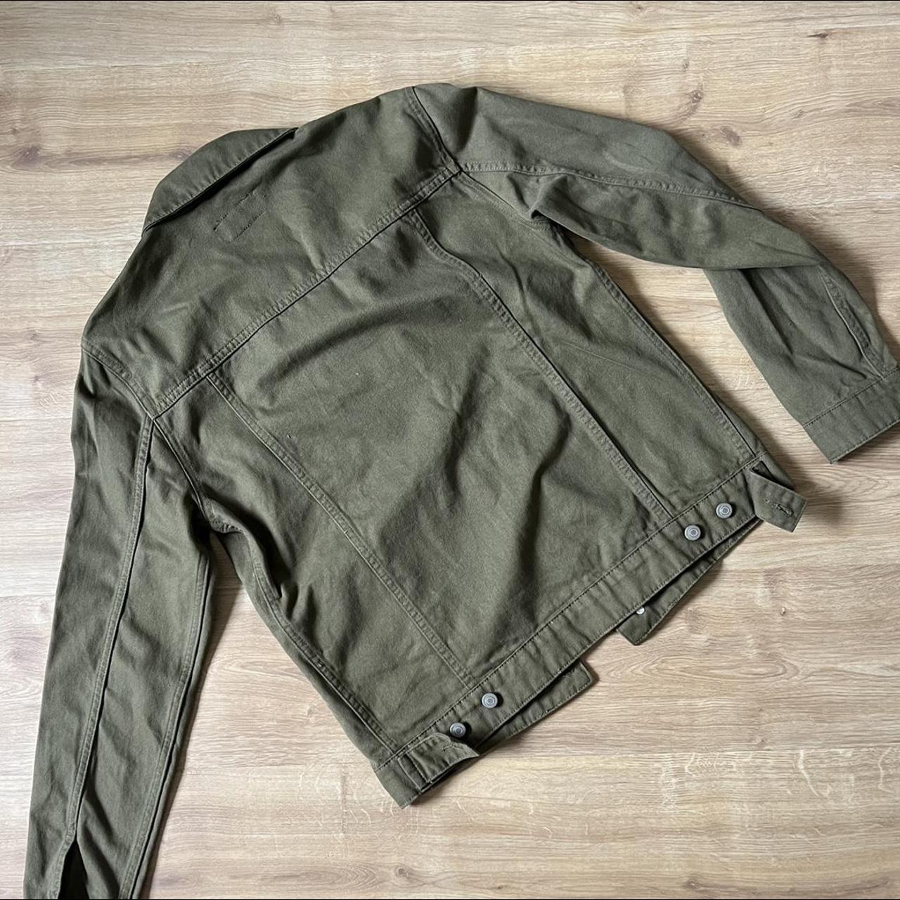 Khaki green denim jacket Size medium Light weight... Depop