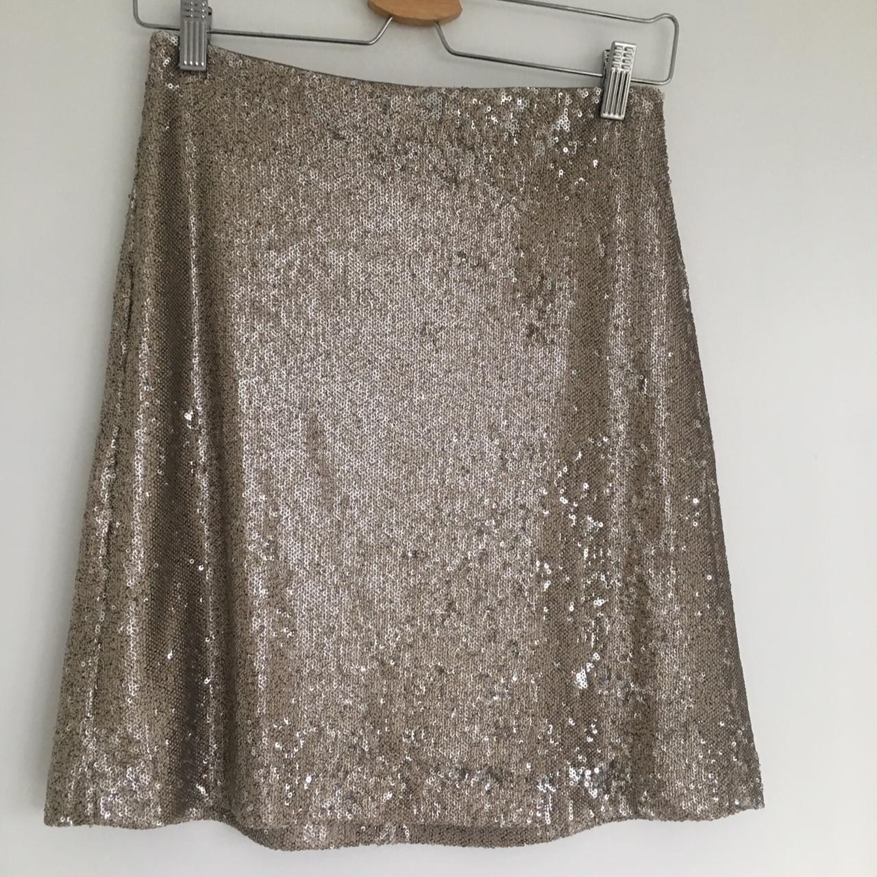 Zara gold sequin mini skirt. - Depop