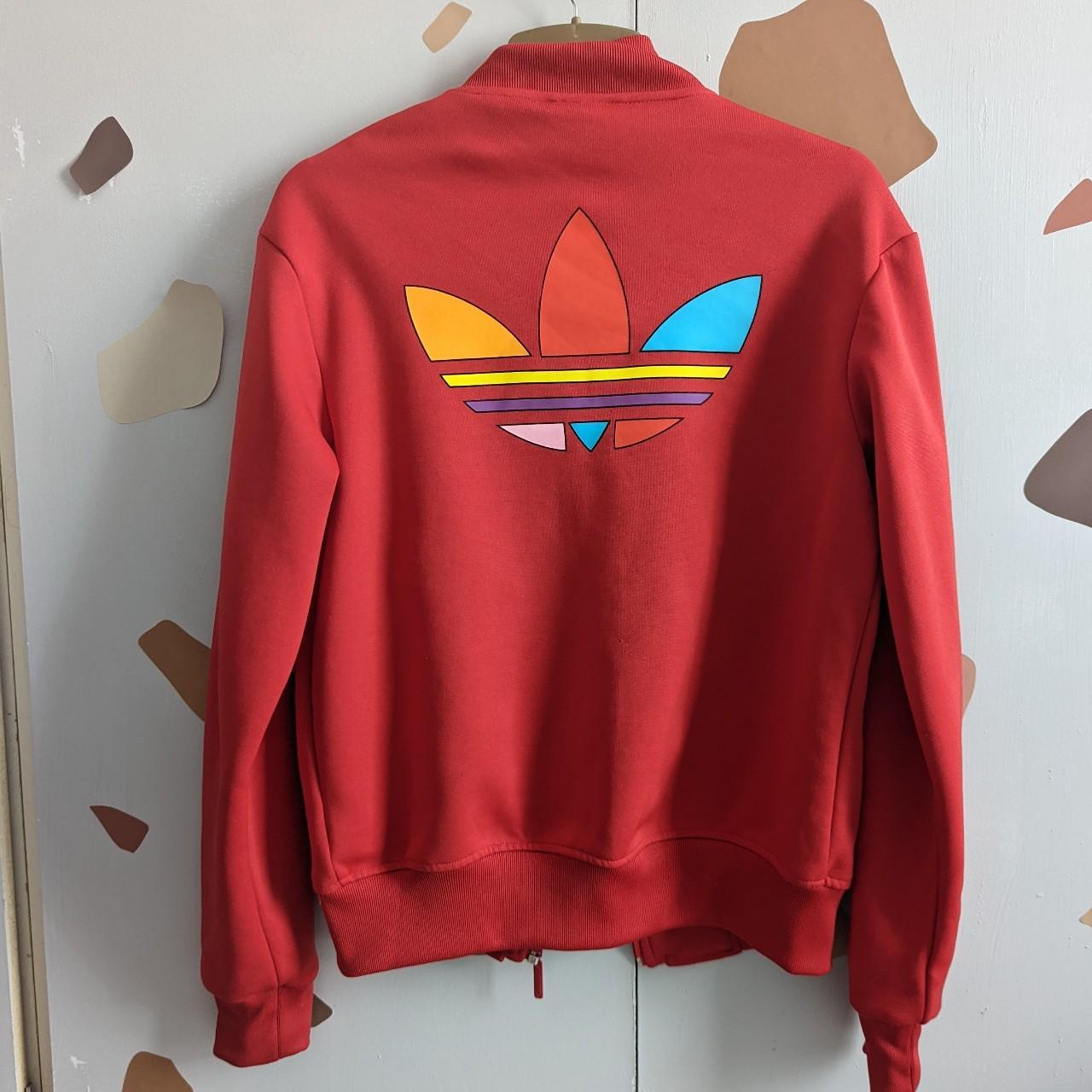Bright red Adidas / adicolour bomber jacket from the... Depop
