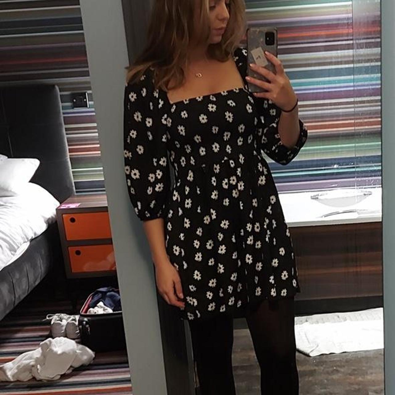 bershka black floral dress