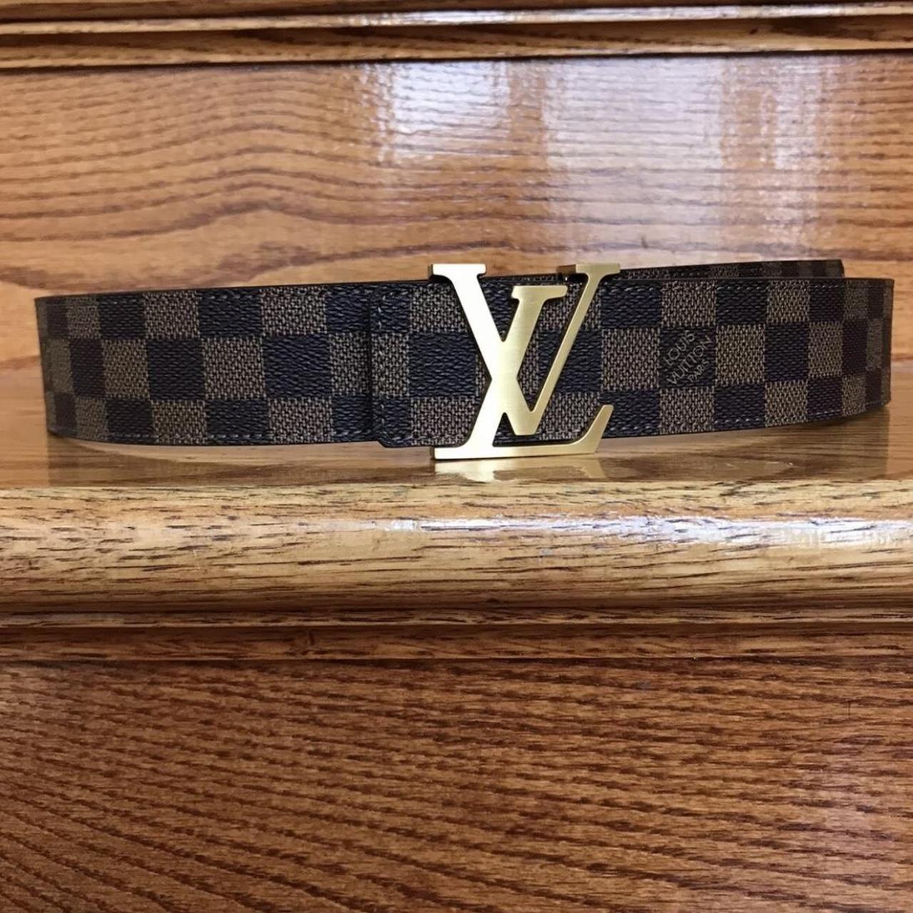 Louis Vuitton black buckle, brown plaid size 32 - Depop
