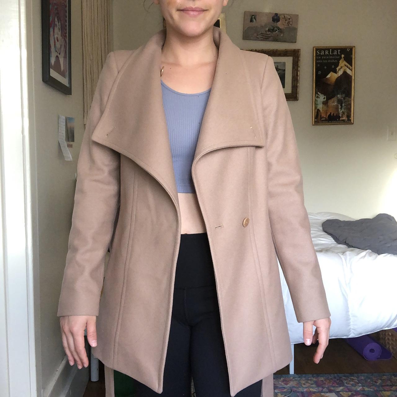 TED BAKER WOOL WRAP SHORT COAT Camel Depop