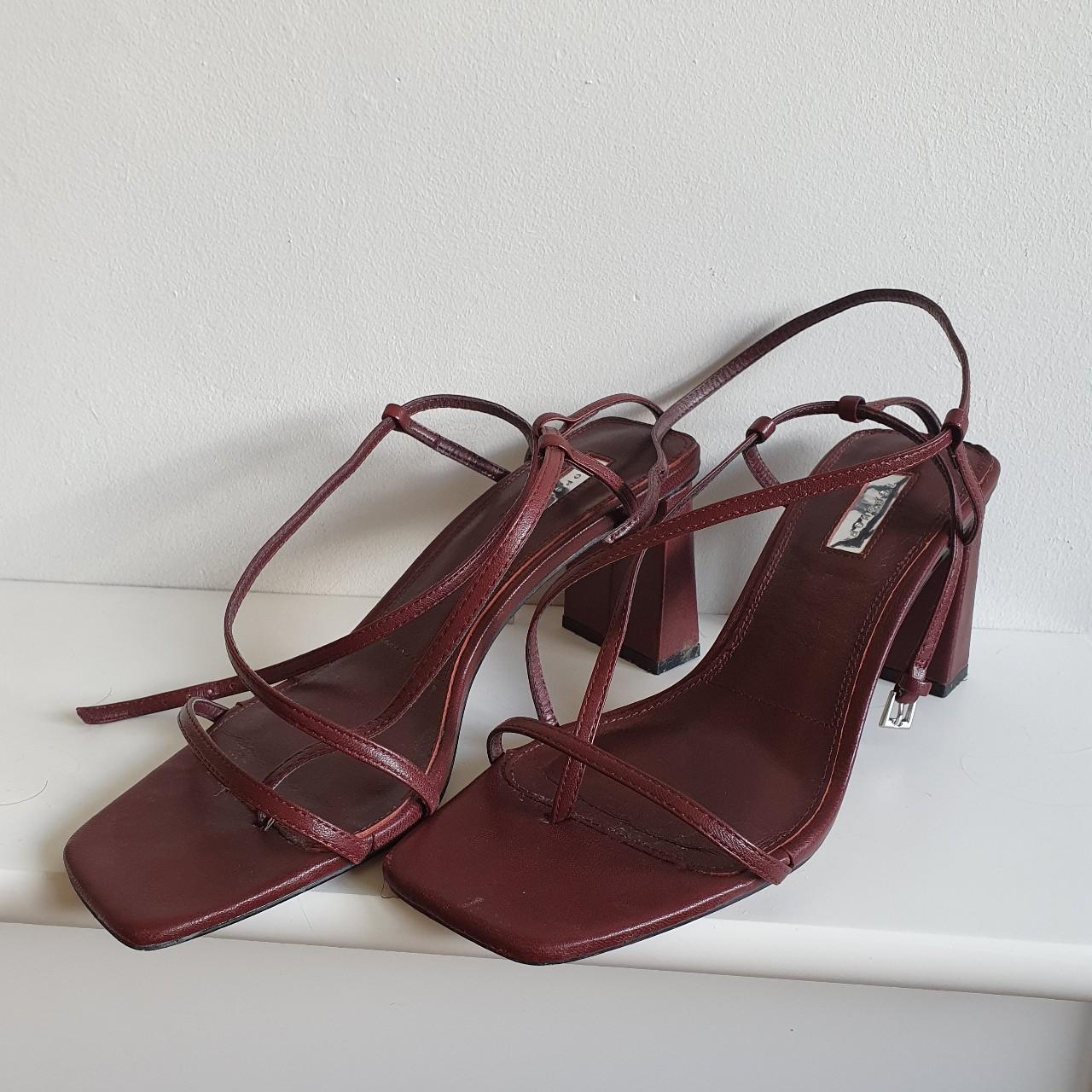 The Nico leather burgundy heels- Topshop Worn Depop