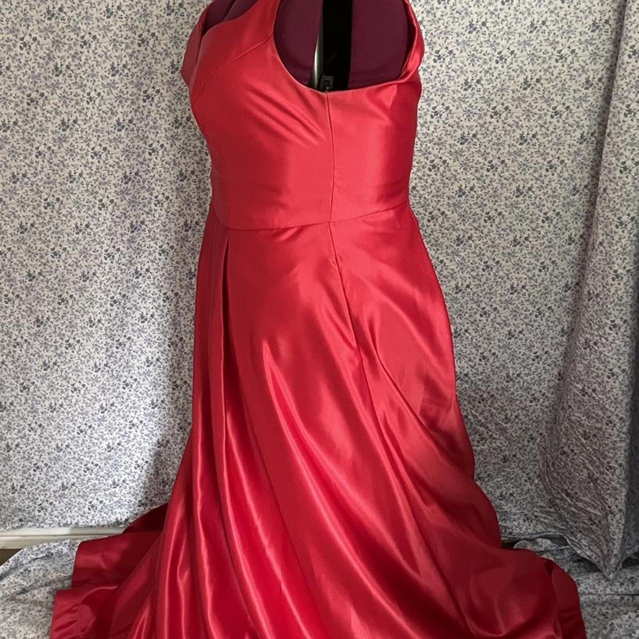 Red satin prom dress WITH POCKETS!!! This was my... - Depop