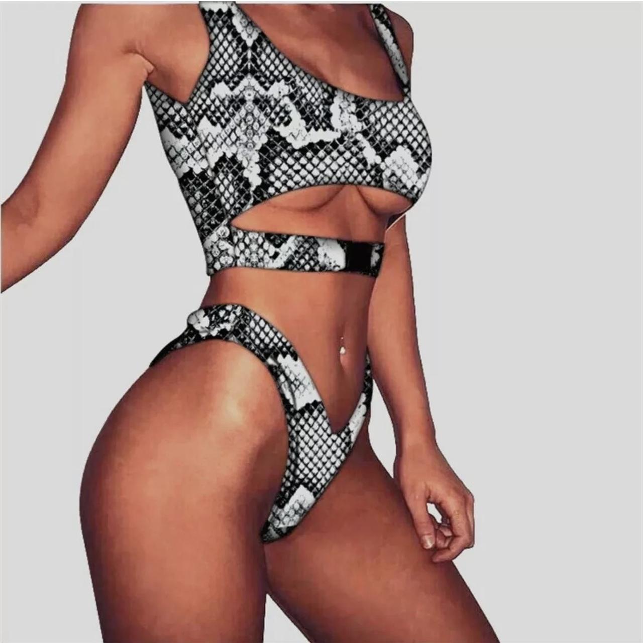 Snakeskin cheap buckle bikini