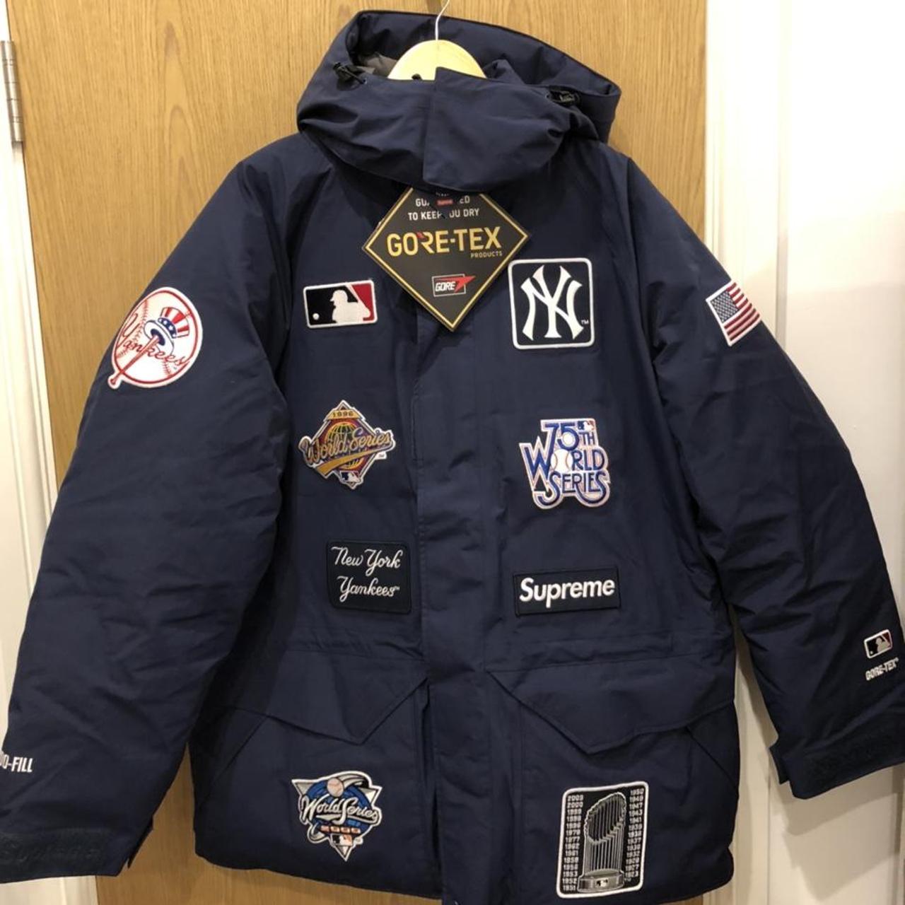 Supreme X New York Yankees Gore-tex 700-fill Down Jacket In Blue