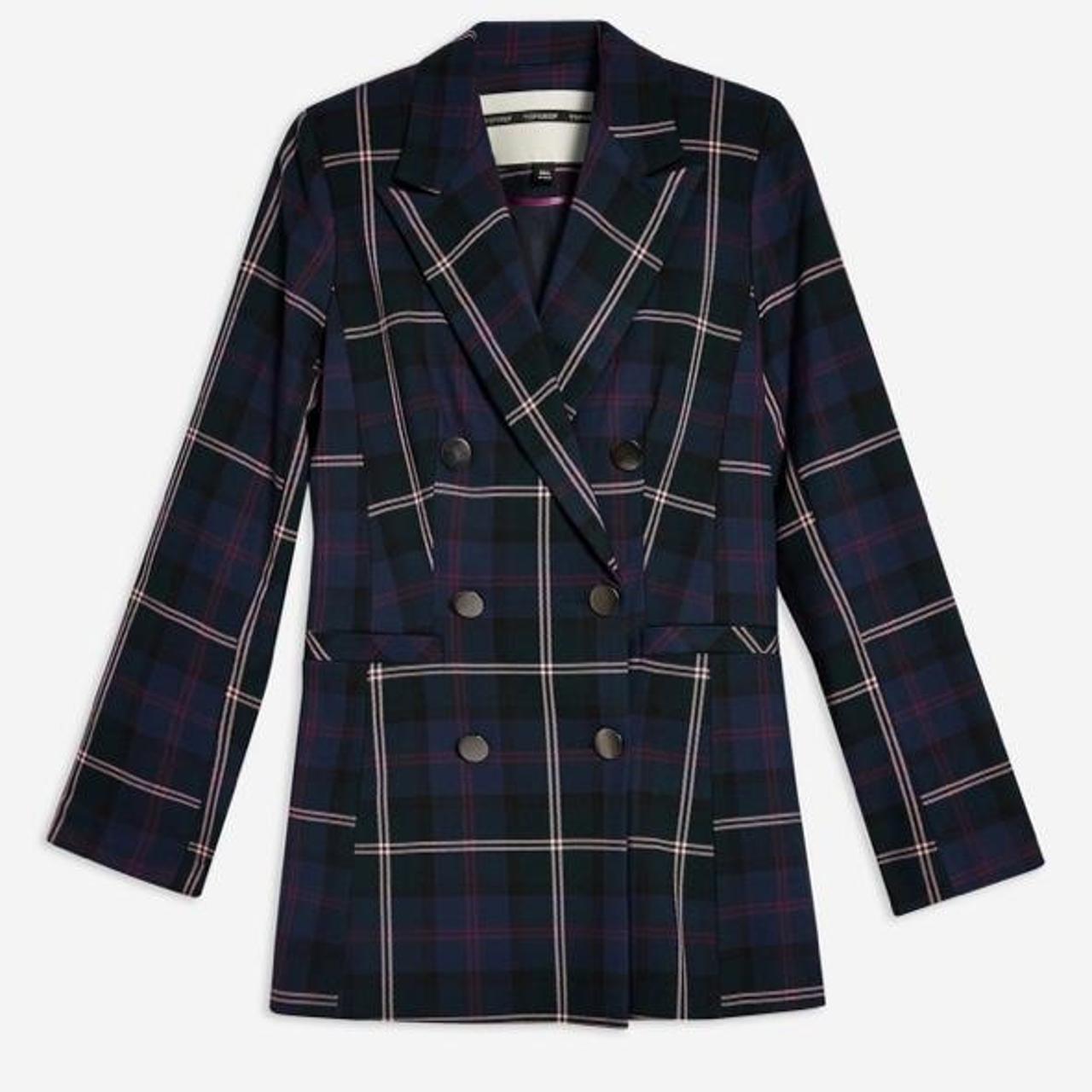 Topshop double breasted plaid on sale blazer