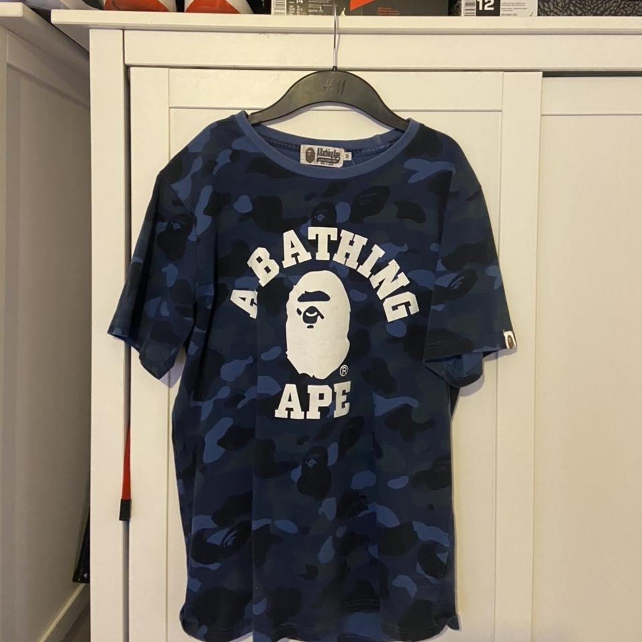 Bape Blue Camo T Shirt Size M 10 10 Depop