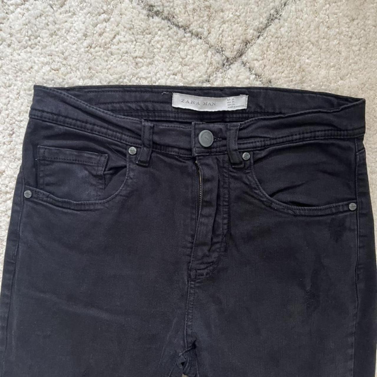 Zara man Ripped black jeans With pockets Size... - Depop