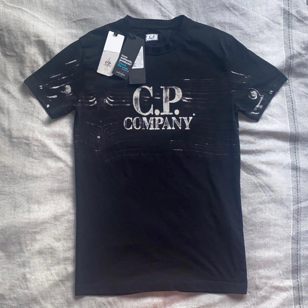 Mens CP Company big logo black and white t-shirt.... - Depop