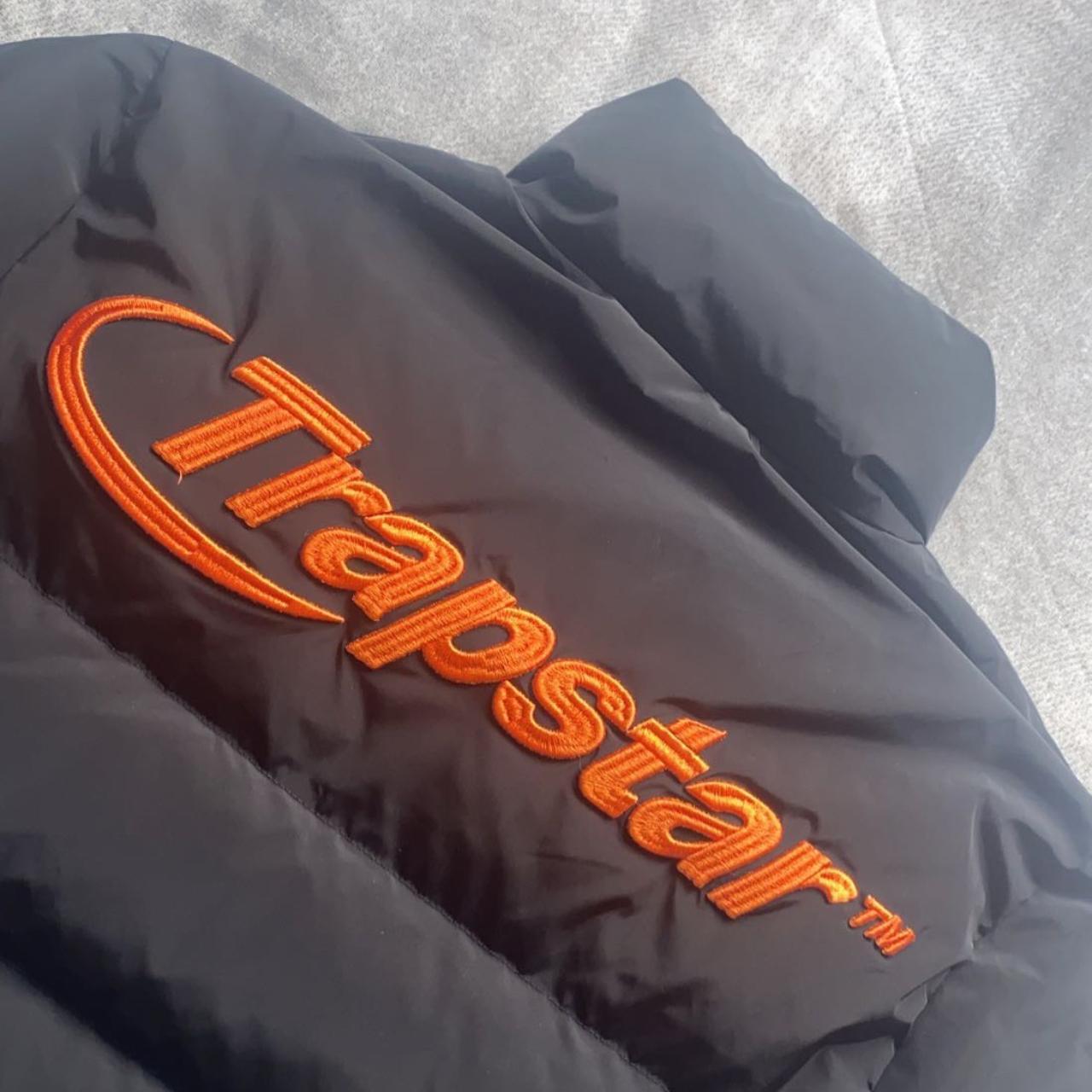 Mens Trapstar Hyperdrive black and orange puffer... Depop